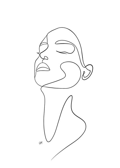 A Line Drawing Of A Woman S Face