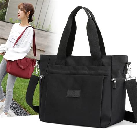 Bolsa De Ombro De Nylon Para Mulher Grande Capacidade Imperme Vel Vers