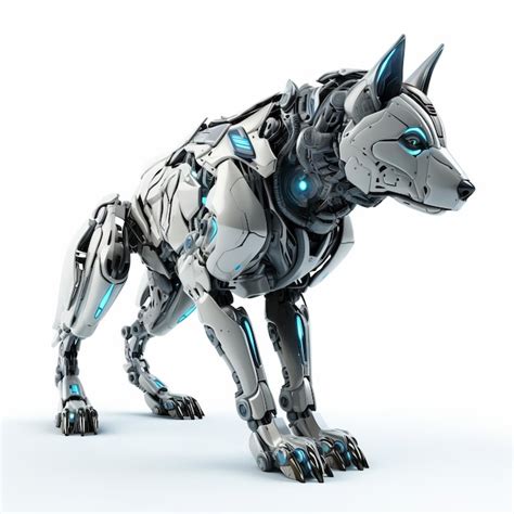 Lobo Gris Robot Animal Robótico Aislado Sobre Fondo Blanco Foto Premium