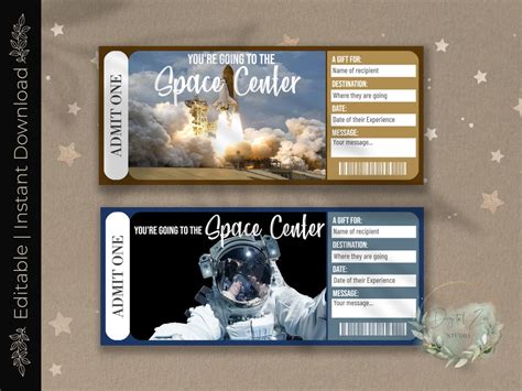 Printable SPACE MUSEUM or Space Center Surprise Reveal Ticket, Gift ...