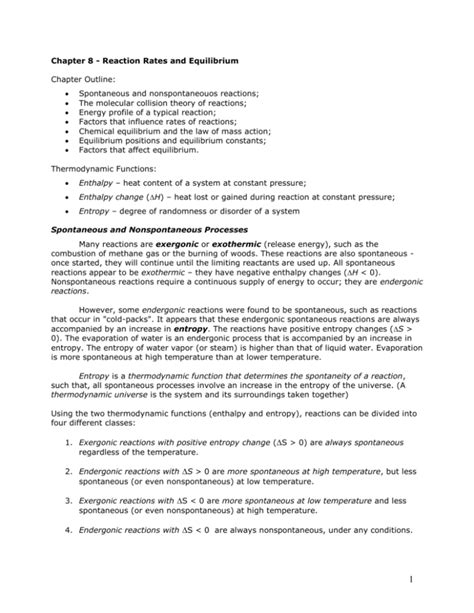 Chapter 8 Reaction Rates And Equilibrium