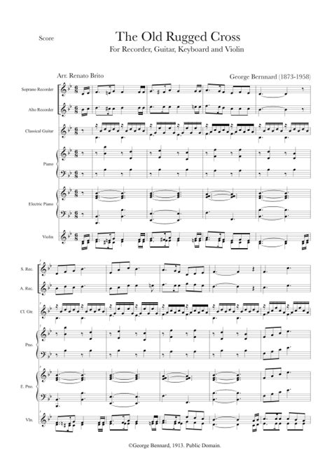 The Old Rugged Cross Arr Renato Brito By George Bennard Sheet Music For Performance Ensemble