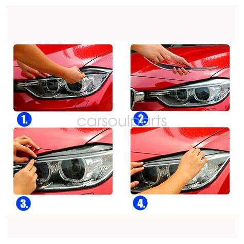 Carbon Fiber Headlight Eyelid Trim Cover Eyebrows For 2011 BMW 3 Series