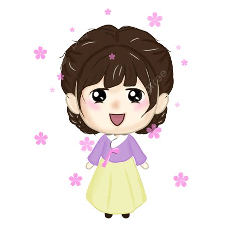 Cute Girl Hanbok Ilistration Vector Cute Girl Cute Illustration