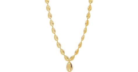 Savvy Cie Jewels 18k Gold Plate Cowrie Shell Necklace In Metallic Lyst