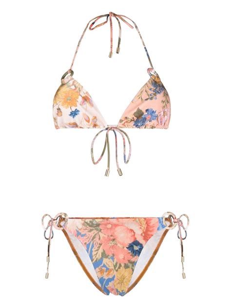 Zimmermann Womens Spliced August Floral Print Bikini Set In Pastel