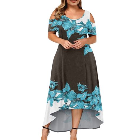 Gipqjk Womens Plus Size Summer Maxi Dresses 5x Trendy Floral Boho Off