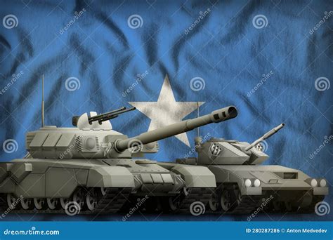 Somalia Tank Forces Concept on the National Flag Background. 3d Illustration Stock Illustration ...