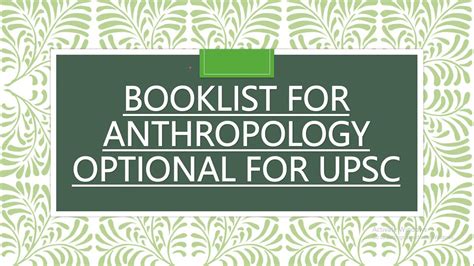 COMPLETE BOOK LIST FOR ANTHROPOLOGY OPTIONAL FOR UPSC YouTube