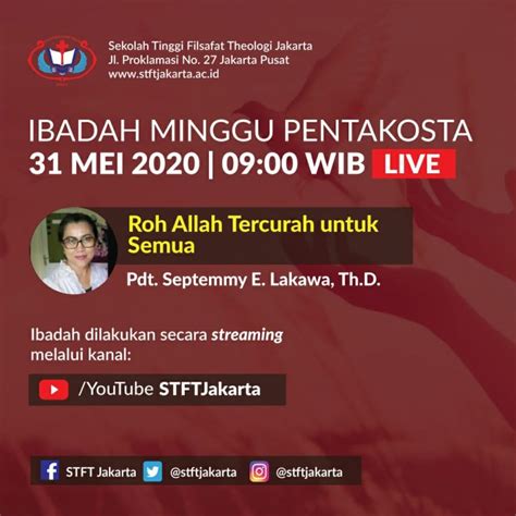 Ibadah Minggu Sivitas Stft Jakarta Minggu 31 Mei 2020 Berita Stft