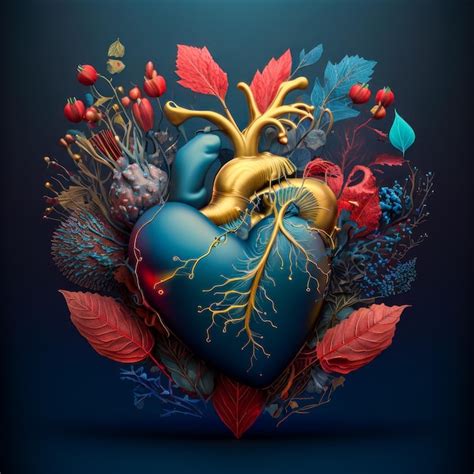 Premium Photo An Illustration Of Human Heart Surrounded By Plants And