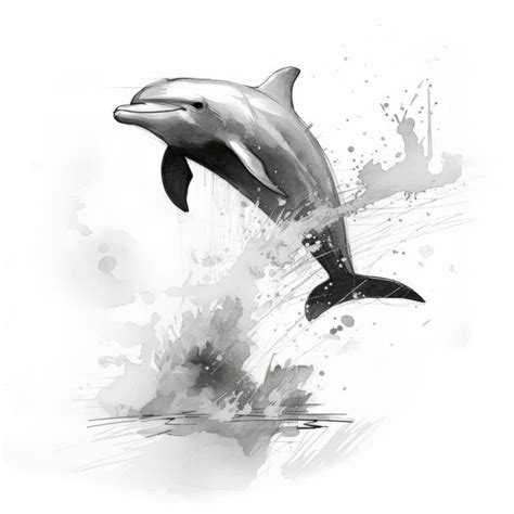 Premium Photo Expressive Dolphin Jumping Watercolor Pencil Drawing