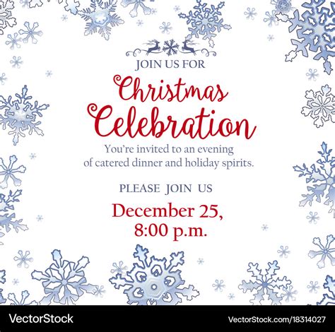 Christmas party invitation with frosty snowflakes Vector Image