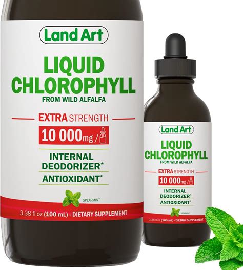 Liquid Chlorophyll Drops Mint Flavored Extra Strength Cold Extracted From Wild