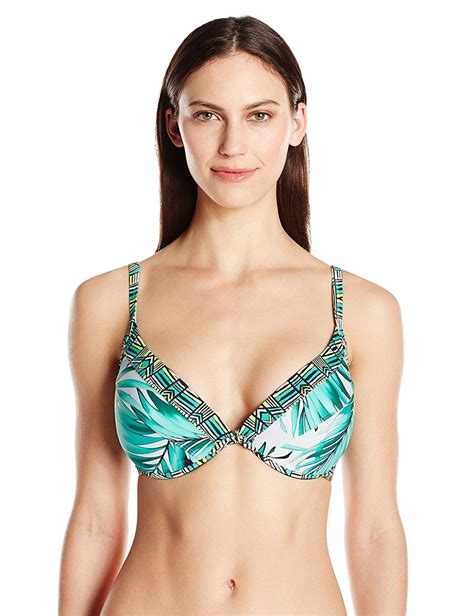 Junior S Tropi Cal Rose Molded Cup Underwire Bikini Top Lagoon