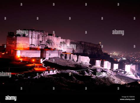 Mehrangarh Fort In Night View Jodhpur Rajasthan India Stock Photo