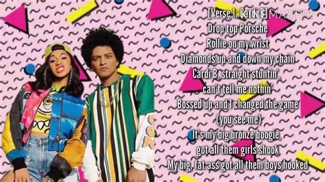 Bruno Mars Finesse Ft Cardi B Lyrics Youtube