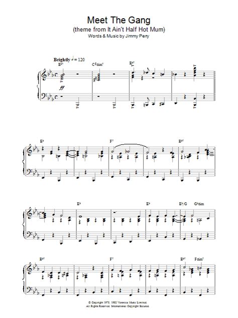 Jimmy Perry Meet The Gang Theme From It Ain T Half Hot Mum Sheet Music