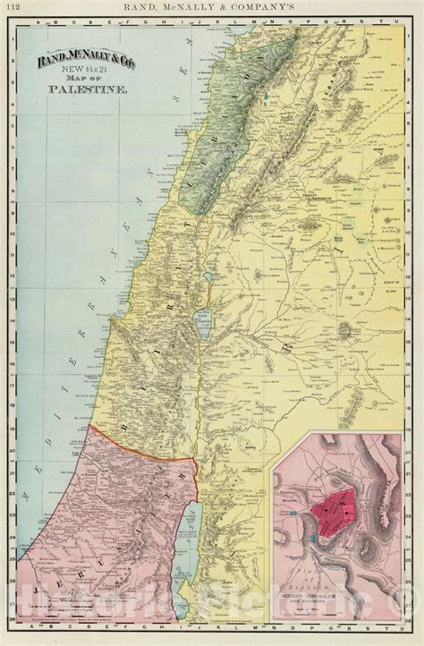 Historic Map : 1897 Palestine. - Vintage Wall Art - Historic Pictoric