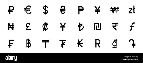 Currency Signs Of Different Countries Set Of Black Currency Symbols