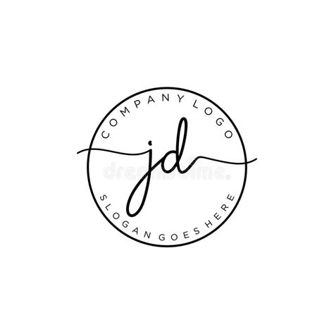 Initial Jd Handwriting Logo With Circle Template Vector Stock Vector