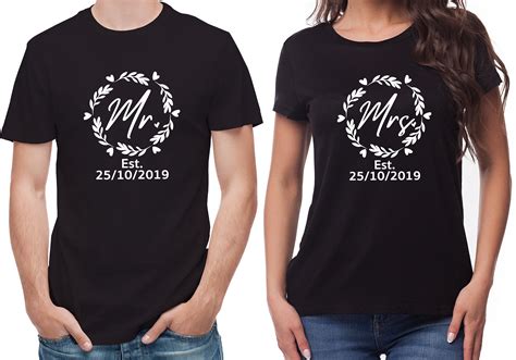 Custom Mr And Mrs T Shirts Set His And Her Set With Custom Etsy