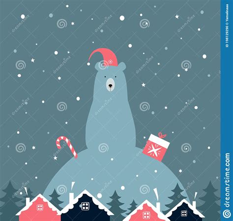 Merry Christmas Card With Polar Bear Stock Vector Illustration Of