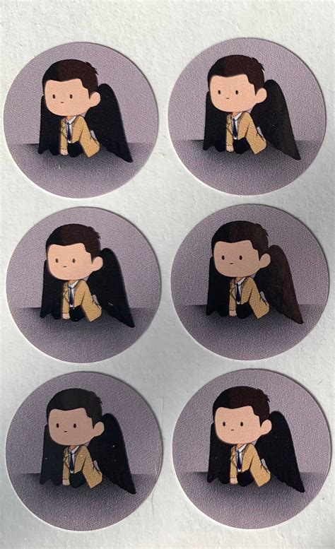 Cute Cas Cartoon Stickers Castiel Spn Supernatural Fanart
