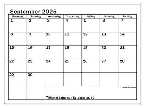 Kalender September 2025 Uithoudingsvermogen Michel Zbinden NL