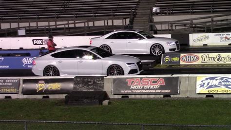 Audi Rs7 Vs S8 14 Mile Drag Races Youtube