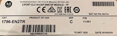 Allen Bradley En Tr Ethernet Ip Controllogix Module