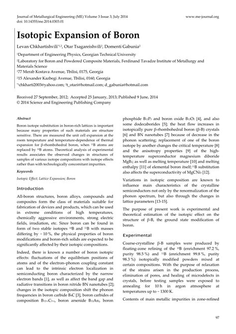 Pdf Isotopic Expansion Of Boron