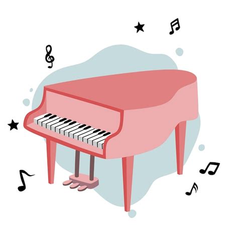 Piano Lindo Dibujado A Mano En Estilo De Dibujos Animados Vector Premium