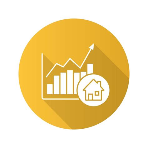 Real Estate Market Growth Chart Flat Design Long Shadow Glyph Icon