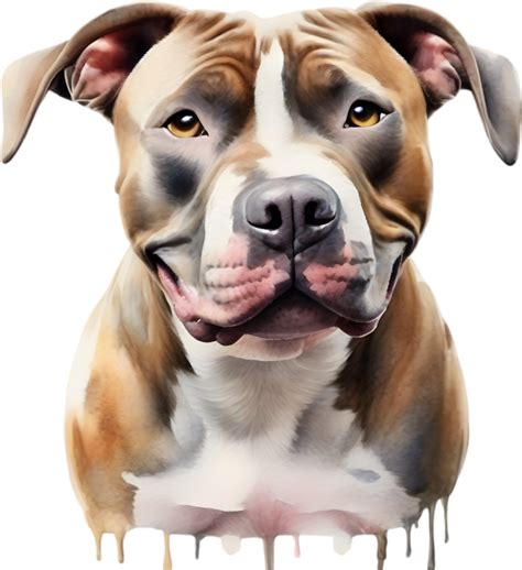 Ai Generated Watercolor Painting Of A Cute Pitbull 41321092 Png