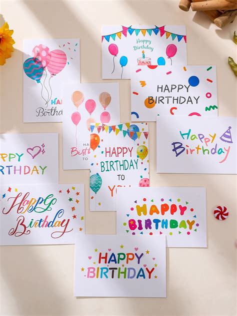 10pcs Letter Graphic Birthday Greeting Card With Envelope En 2024