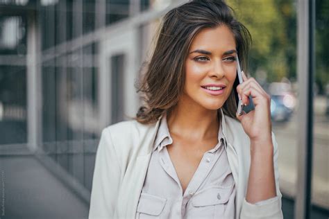 Woman On Phone Call By Stocksy Contributor Studio Firma Stocksy