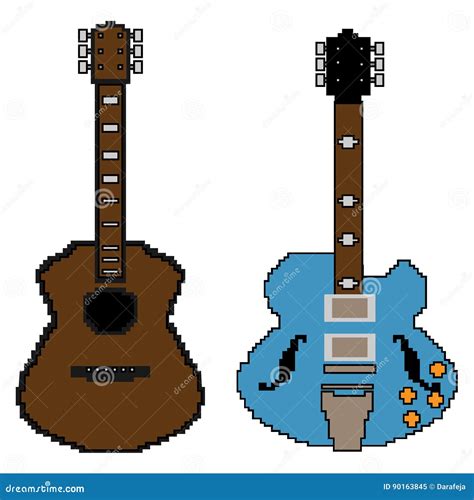 Pixel Art Guitar Vector Set CartoonDealer 51880156