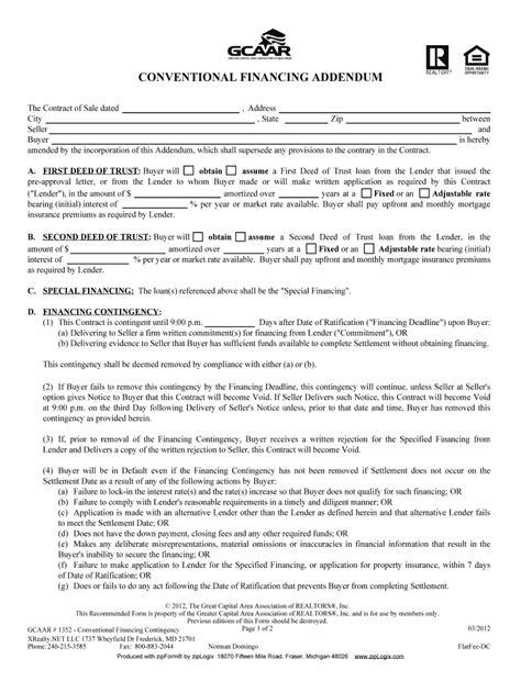 Conventional Financing Addendum 2020 2022 Fill And Sign Printable