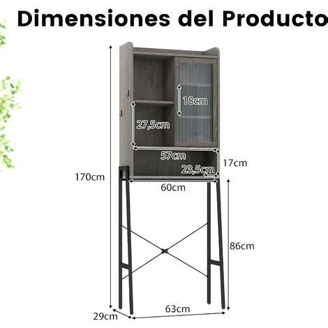 Costway Armario De Almacenamiento Sobre El Inodoro Wc Mueble Sobre