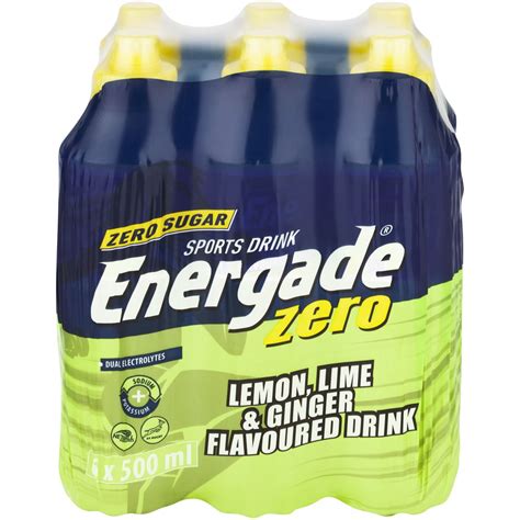 Energade Zero Lemon, Lime & Ginger Flavoured Sports Drink 6 x 500ml ...