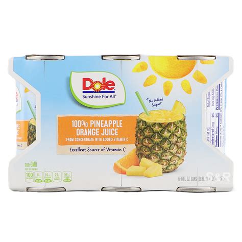 Dole 100 Pineapple Orange Juice 177mL X 6pcs