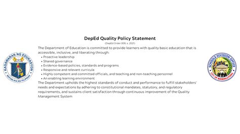 Sdo Mandaluyong’s Quality Policy Deped Mandaluyong