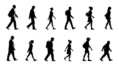 Modern silhouette of walking people colection 44310757 Vector Art at Vecteezy