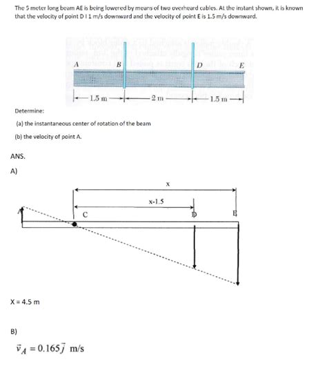 Solved The Meter Long Beam Ae Is Being Lowered By Means Chegg