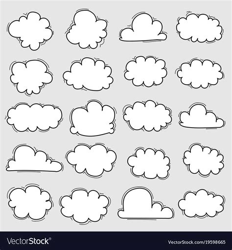 Hand Drawn Clouds Set Royalty Free Vector Image