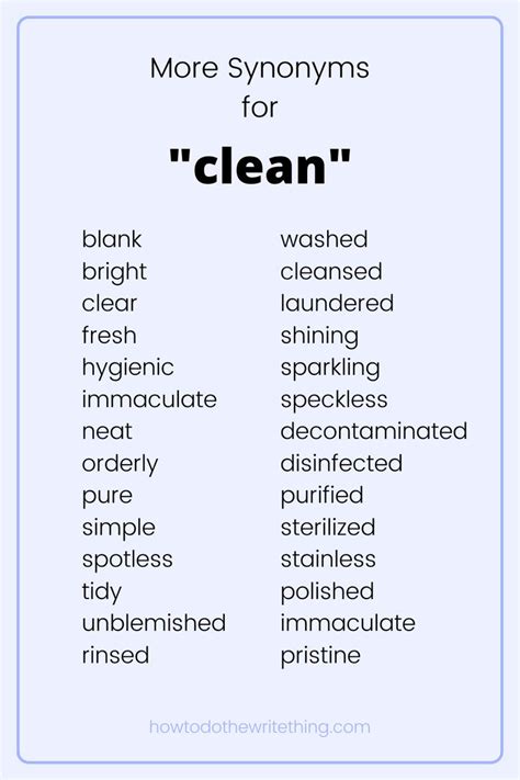 More Synonyms For Clean Writing Tips Writing Words Book Writing