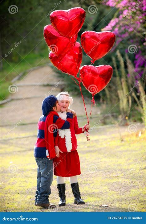Valentines Kids Stock Image Image Of Balloons T 24754879