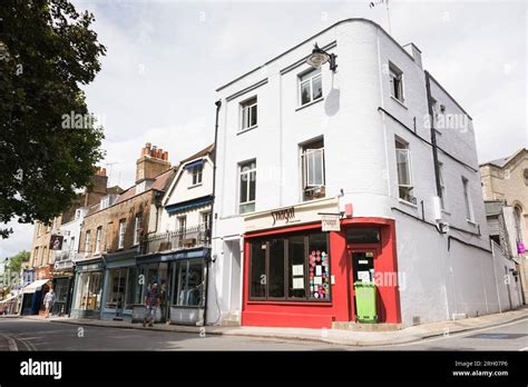 Swagat Indian Restaurant And Traditional Looking Shop Fronts On Hill