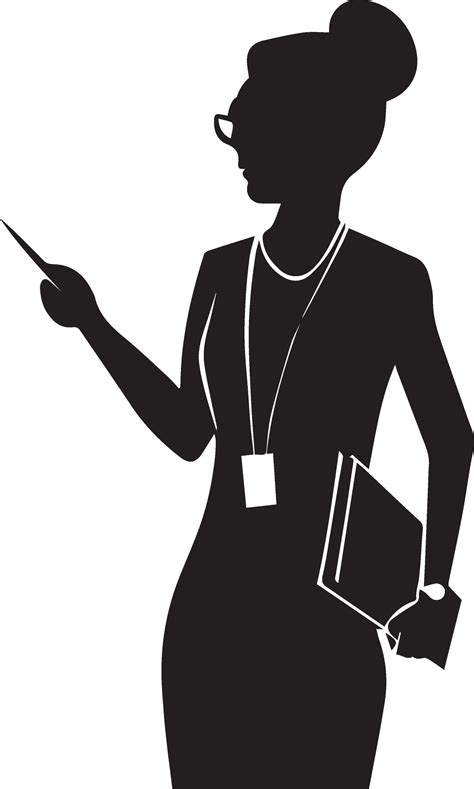 Female Teacher Vector Silhouette Illustration 27542706 Vector Art At